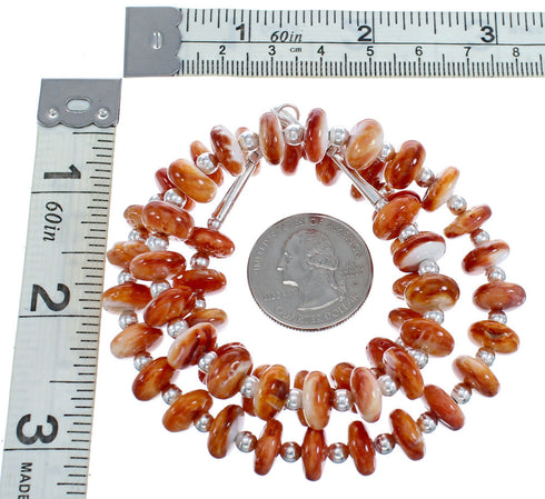 American Indian Sterling Silver Oyster Shell Bead Necklace JX121460